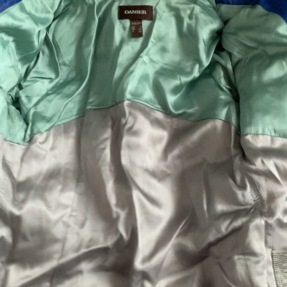 Danier Blue Leather Puffer Down Jacket Women' Size 3XS - Picture 5 of 5